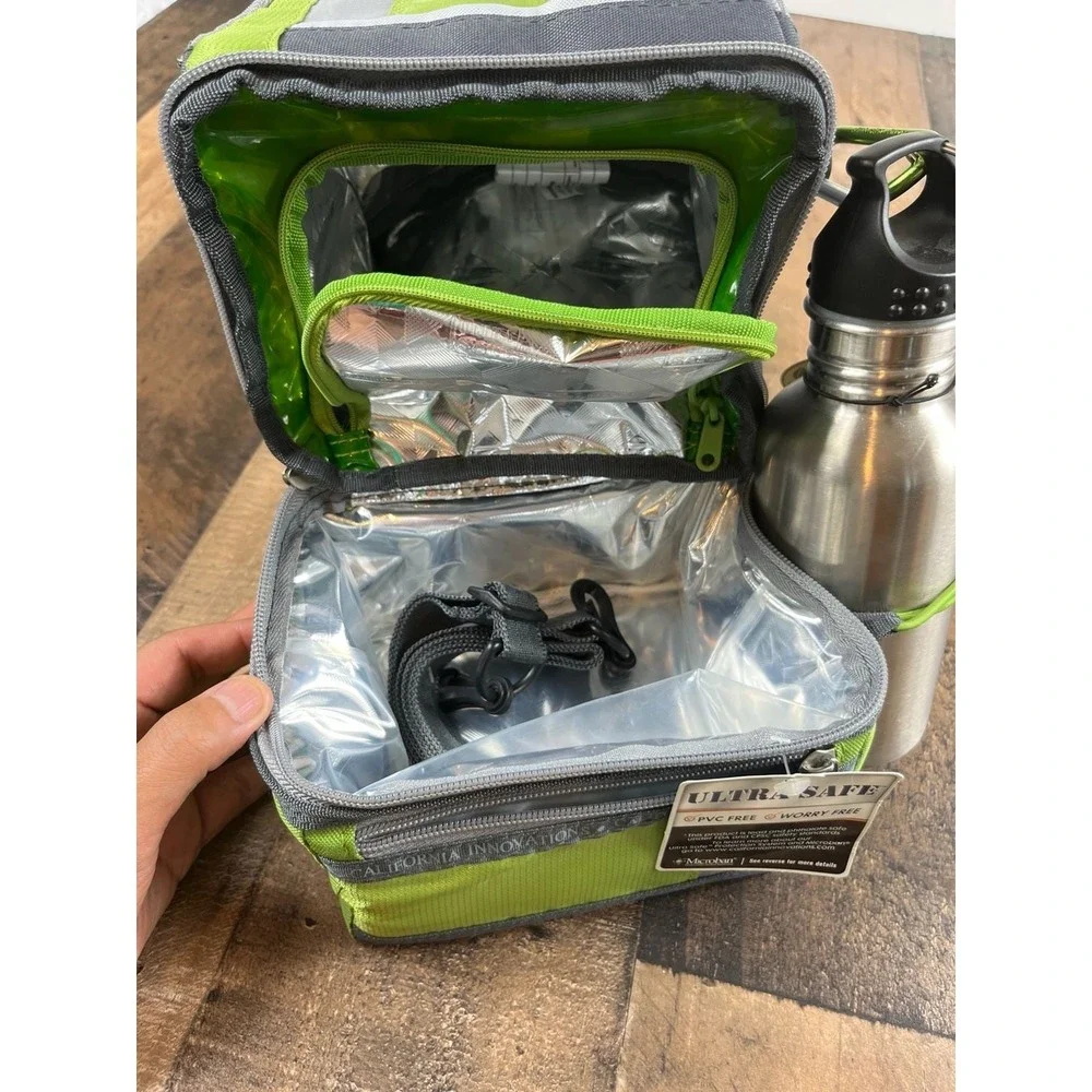 Ci SPORT Dual Compartment Thermal Insulated‎ Lunch Pack, Stainless Steel Bott